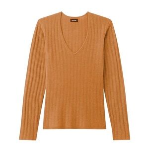 NAADAM V-Neck Ribbed Sweater - Tan